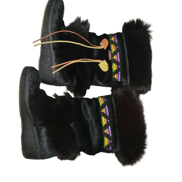 Tecnica Womens Scandia Black Fur-Lined Winter Boots Colorful Embroidery 37 6,5 U - Picture 5 of 8
